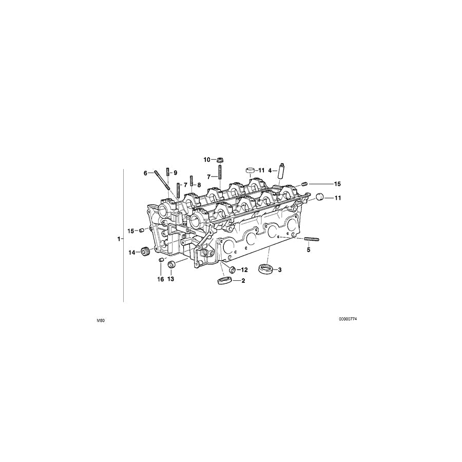 Genuine BMW 11121731911 E31 E38 E34 Cylinder Head Zyl.5-8 (Inc. 740iL, 740i & 840i) | ML Performance US Car Parts