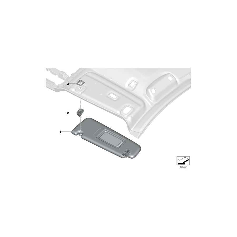 Genuine BMW 51167444151 G32 Left Sun Visor ELFENBEINWEIS (Inc. 640iX, 630i & 630dX) | ML Performance US