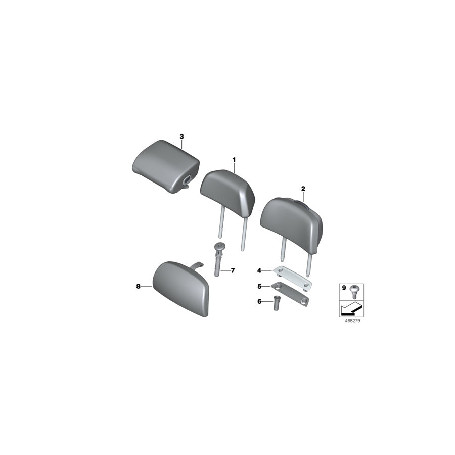 Genuine BMW 52207408089 G11 G12 Folding Head Restr., Leather,Rear Cent. NASW SCHWARZ (Inc. 740LdX, 740Le & 730i) | ML Performance US Car Parts