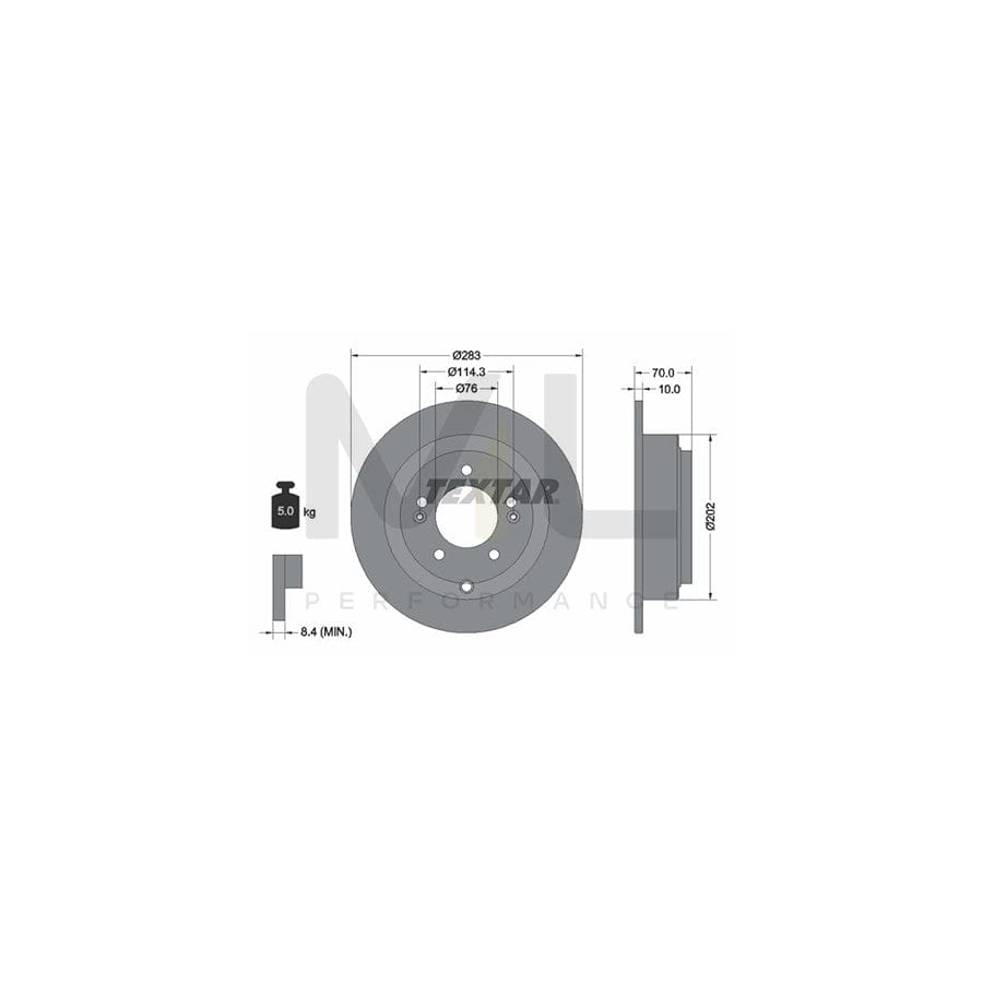 TEXTAR PRO 92244403 Brake Disc for KIA Opirus (GH) Solid, Coated, without wheel hub, without wheel studs | ML Performance Car Parts