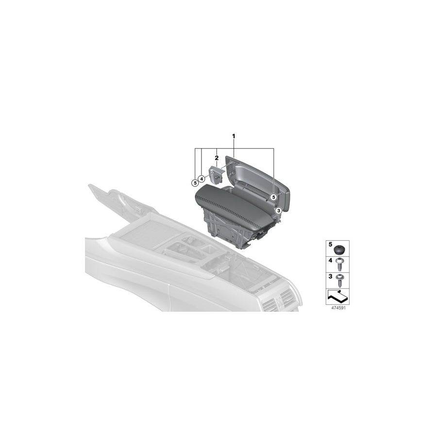 Genuine BMW 51169285086 F15 Armrest In Leather, Front Center MOKKA (Inc. X5) | ML Performance US Car Parts