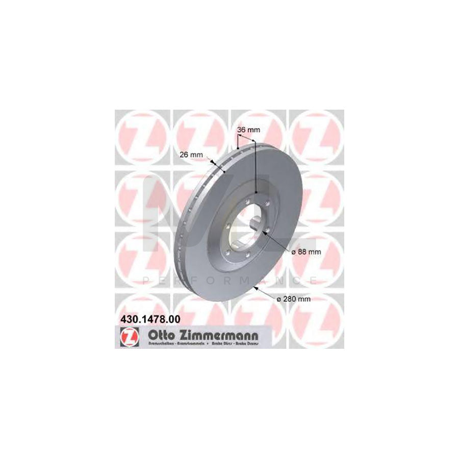 ZIMMERMANN 430.1478.00 Brake Disc Internally Vented  - 1 piece