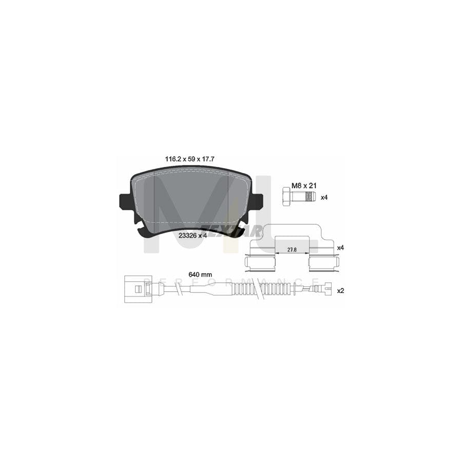 TEXTAR 2332603 Brake pad set incl. wear warning contact, with brake caliper screws, with accessories | ML Performance Car Parts