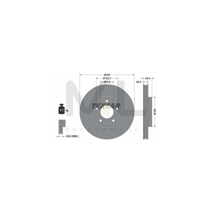 TEXTAR 92098900 Brake Disc Internally Vented, without wheel hub, without wheel studs | ML Performance Car Parts