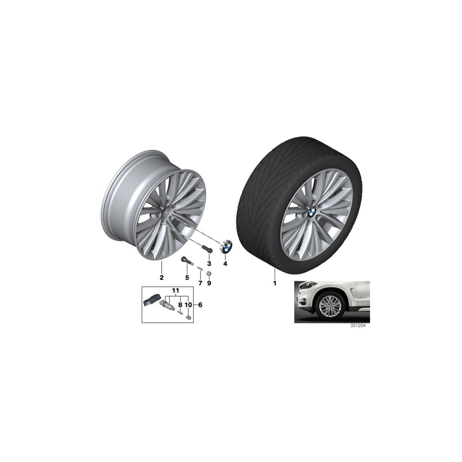 Genuine BMW 36116883124 F15 Disc Wheel, Light Alloy, Reflexsilber 9JX19 ET:48 (Inc. X5) | ML Performance US Car Parts