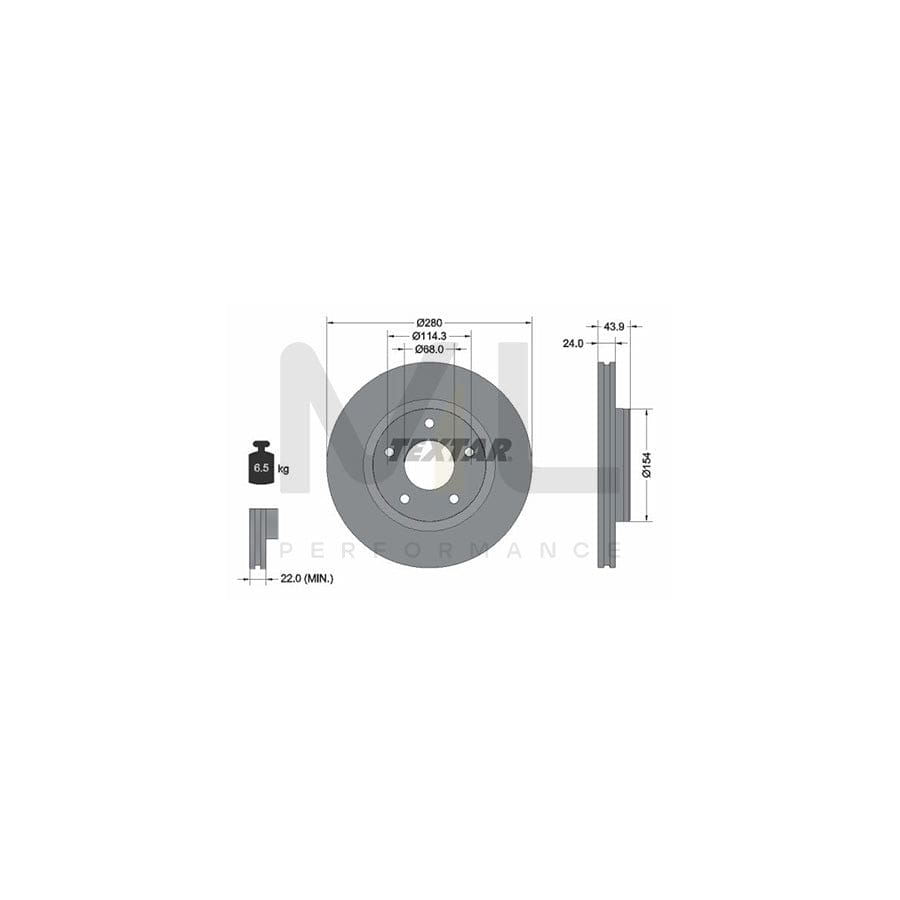 TEXTAR PRO 92232203 Brake Disc Internally Vented, Coated, without wheel hub, without wheel studs | ML Performance Car Parts