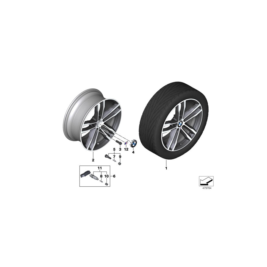 Genuine BMW 36118097244 F33 F36 F30 Disc Wheel Light Alloy Jet Bl.Sol.Paint 8JX19 ET:36 (Inc. Hybrid 3, 420dX & 316d) | ML Performance US Car Parts