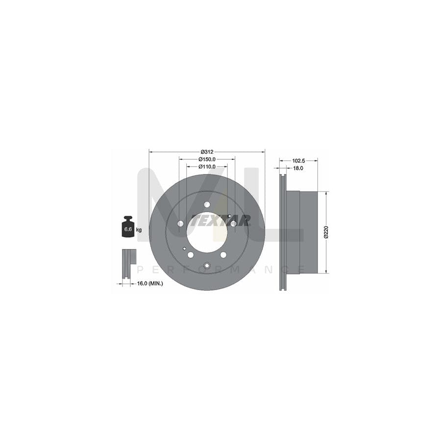 TEXTAR PRO 92249403 Brake Disc for TOYOTA LAND CRUISER Internally Vented, Coated, without wheel hub, without wheel studs | ML Performance Car Parts
