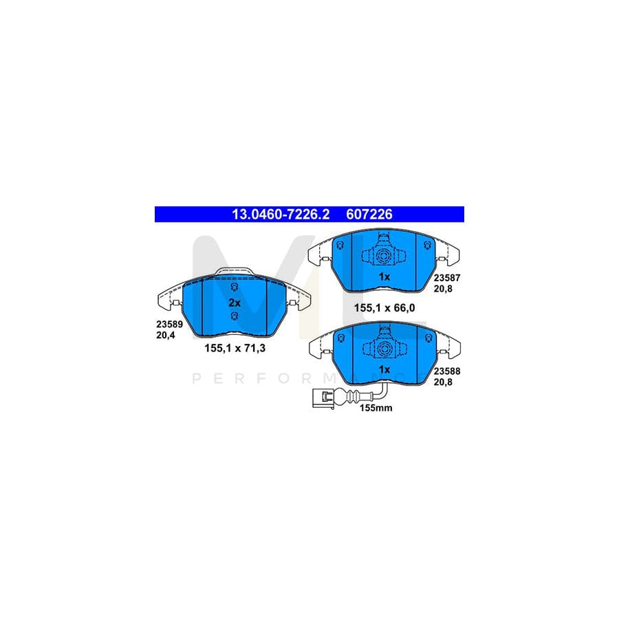 ATE 13.0460-7226.2 Brake pad set incl. wear warning contact