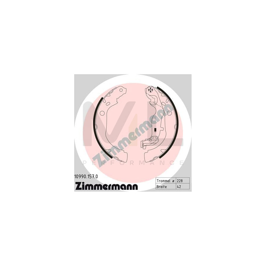 ZIMMERMANN 10990.157.0 Brake Shoe Set for DACIA DUSTER Photo corresponds to scope of supply, with lever