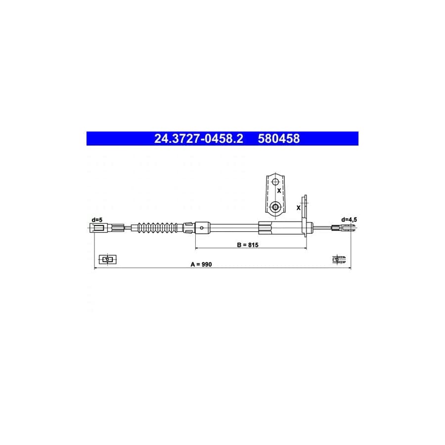ATE 24.3727-0458.2 Hand Brake Cable Suitable for Mercedes-Benz S-Class