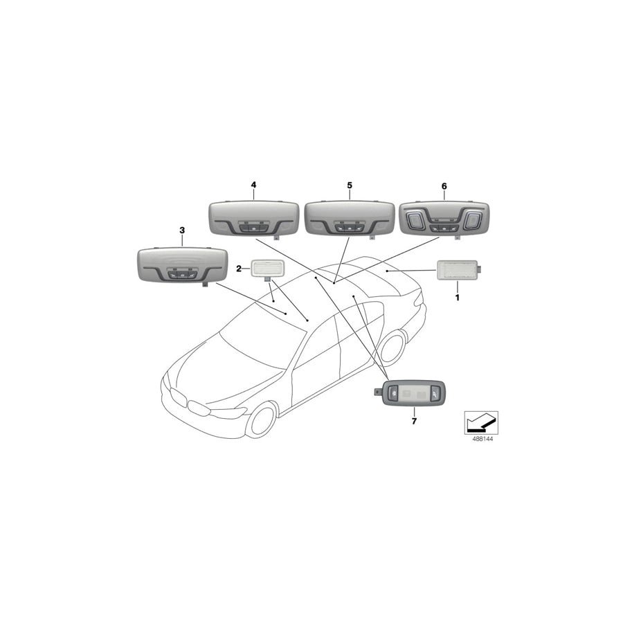 Genuine BMW 63319390892 G31 G02 Interior Lamp, Panorama Glass Roof, Rgt SCHWARZ (Inc. X4 30dX, 730Li & X3 M40iX) | ML Performance US Car Parts