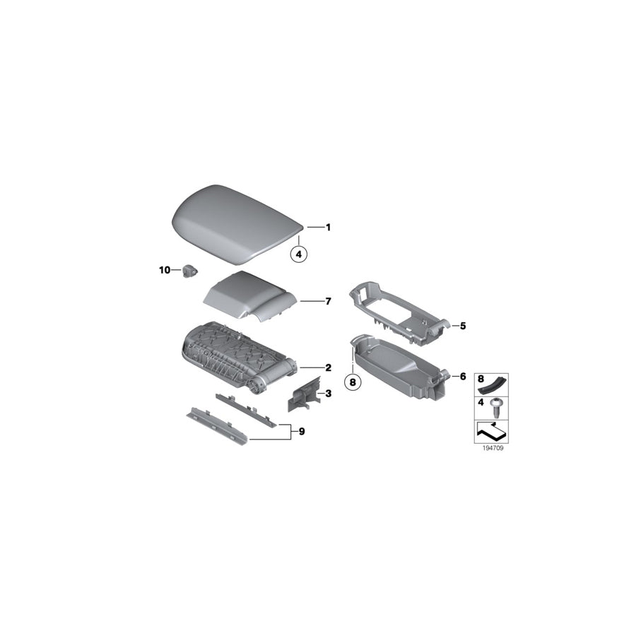 Genuine BMW 51169264309 E84 Cover, Center Arm Rest TERRA (Inc. X1 25dX, X1 20d ed & X1 18d) | ML Performance US Car Parts