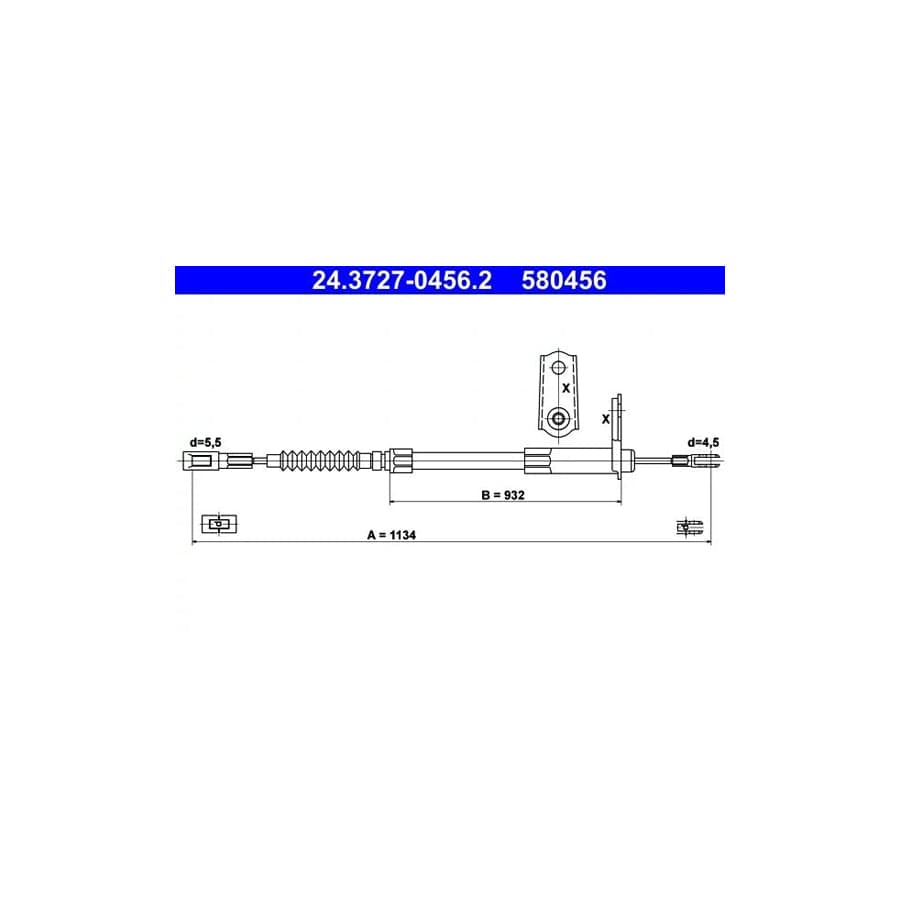 ATE 24.3727-0456.2 Hand Brake Cable Suitable for Mercedes-Benz S-Class
