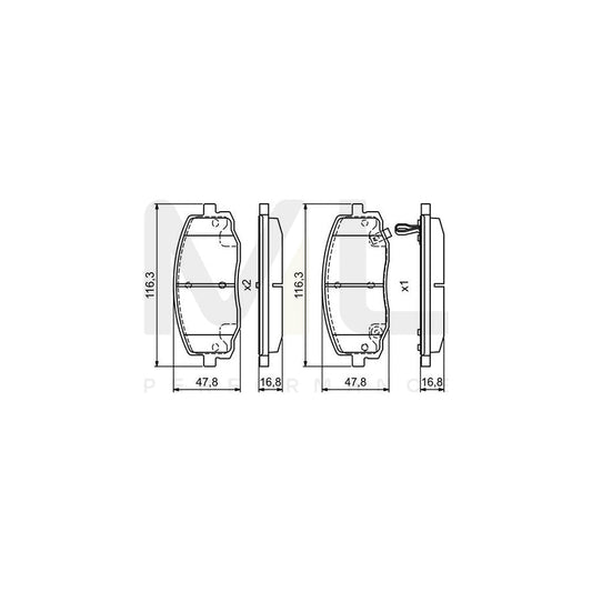 Bosch 0986495377 Brake Pad Set With Acoustic Wear Warning, With Anti-Squeak Plate BP1727 | ML Performance Car Parts