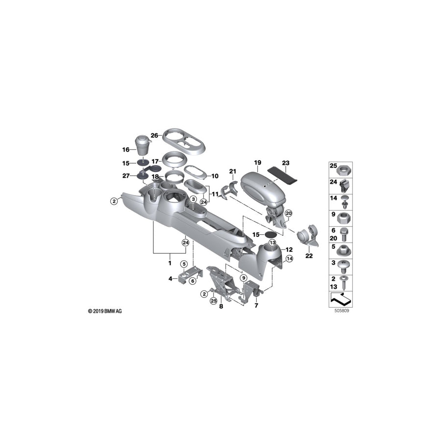 Genuine BMW Mini 51169262841 F56 F55 Center Console (Inc. JCW, One First & One D) | ML Performance US Car Parts