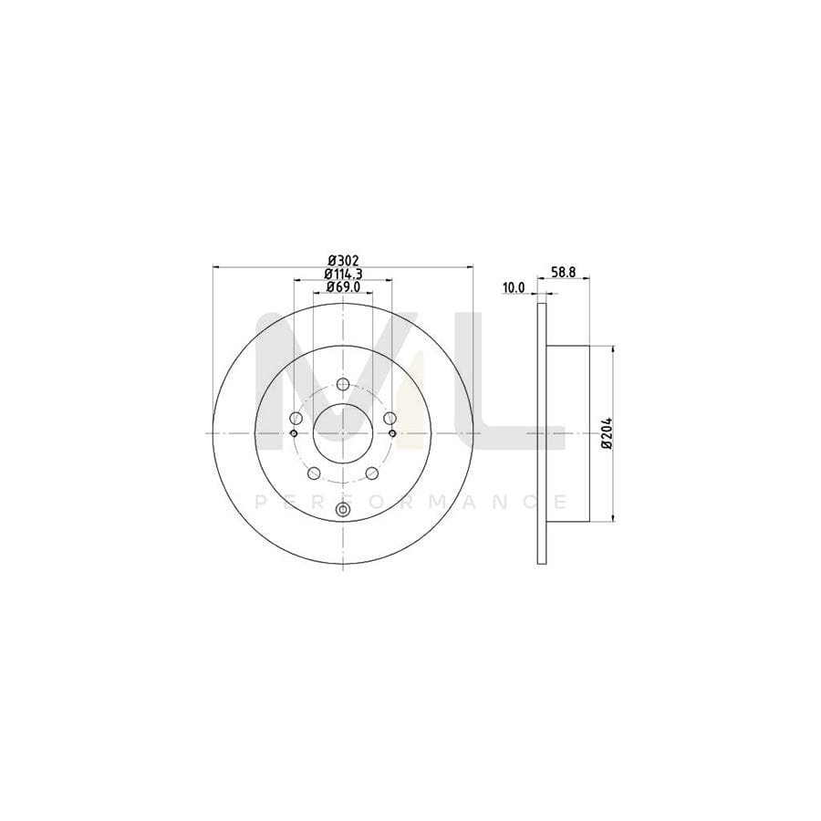 HELLA PRO 8DD 355 118-801 Brake Disc Solid, Coated, without wheel hub, without wheel studs