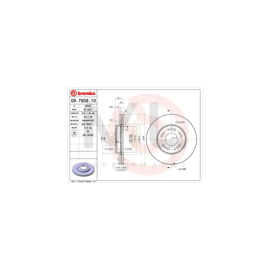 BREMBO 09.7939.10 Brake Disc Internally Vented | ML Performance Car Parts