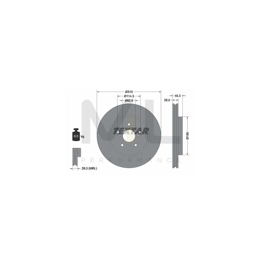 TEXTAR PRO 92171503 Brake Disc Internally Vented, Coated, without wheel hub, without wheel studs | ML Performance Car Parts