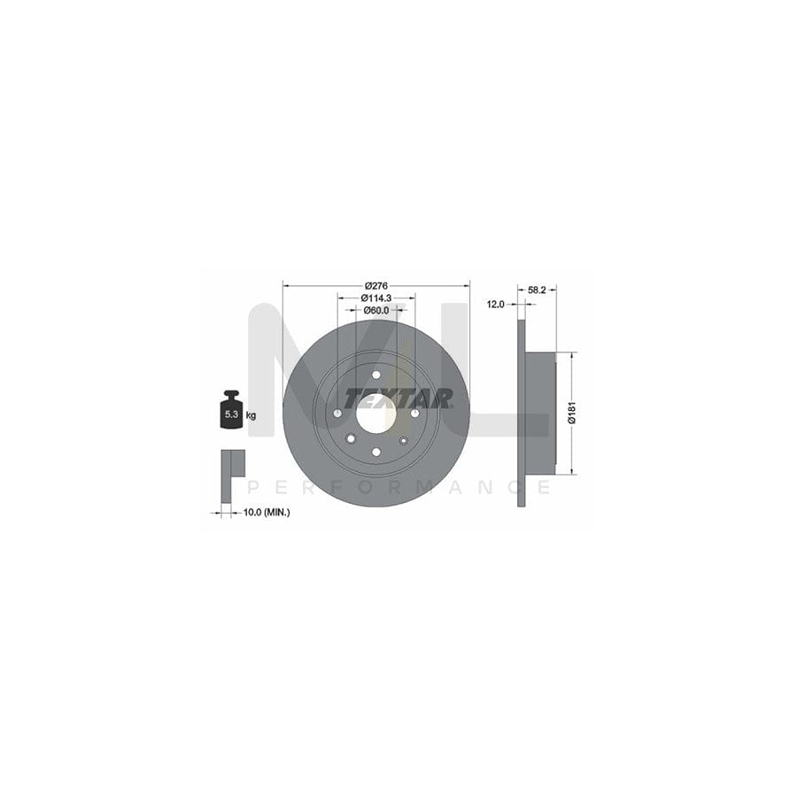 TEXTAR PRO 92225103 Brake Disc Solid, Coated, without wheel hub, without wheel studs | ML Performance Car Parts
