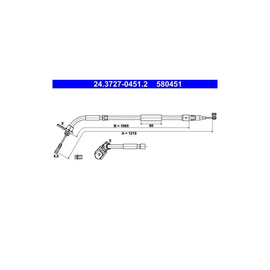 ATE 24.3727-0451.2 Hand Brake Cable