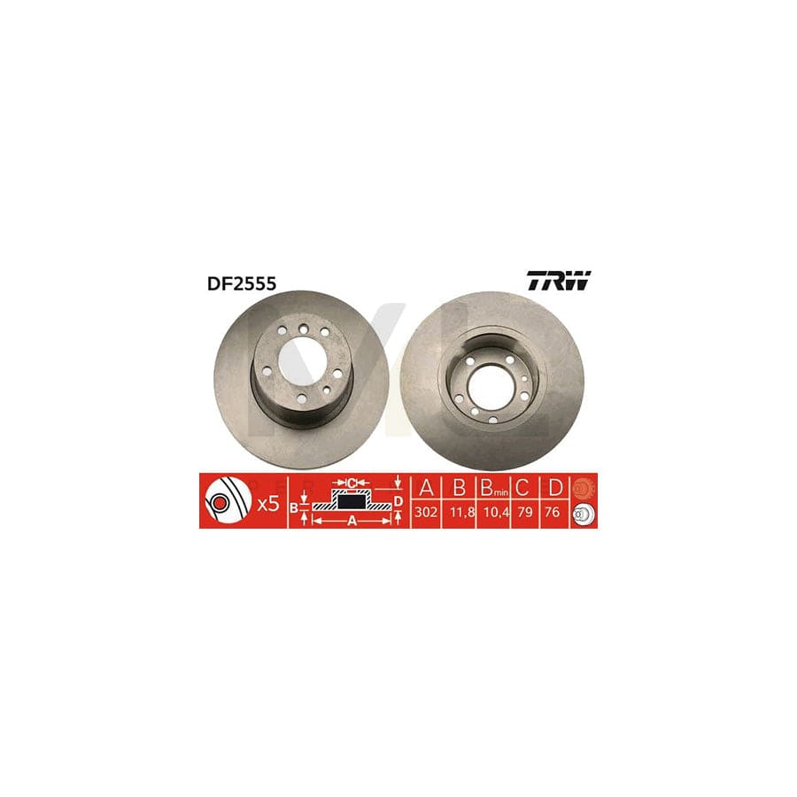 TRW DF2555 Brake Disc for BMW 5 Series Solid, Painted, High-carbon | ML Performance Car Parts