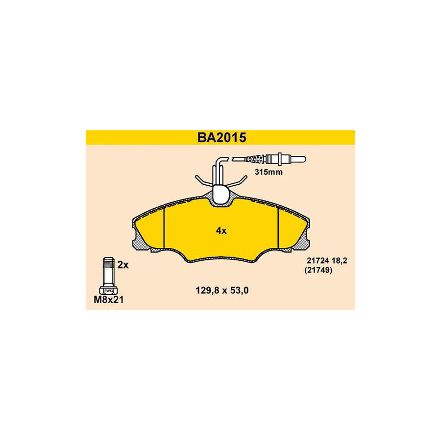 Barum Ba2015 Brake Pad Set for Peugeot 406