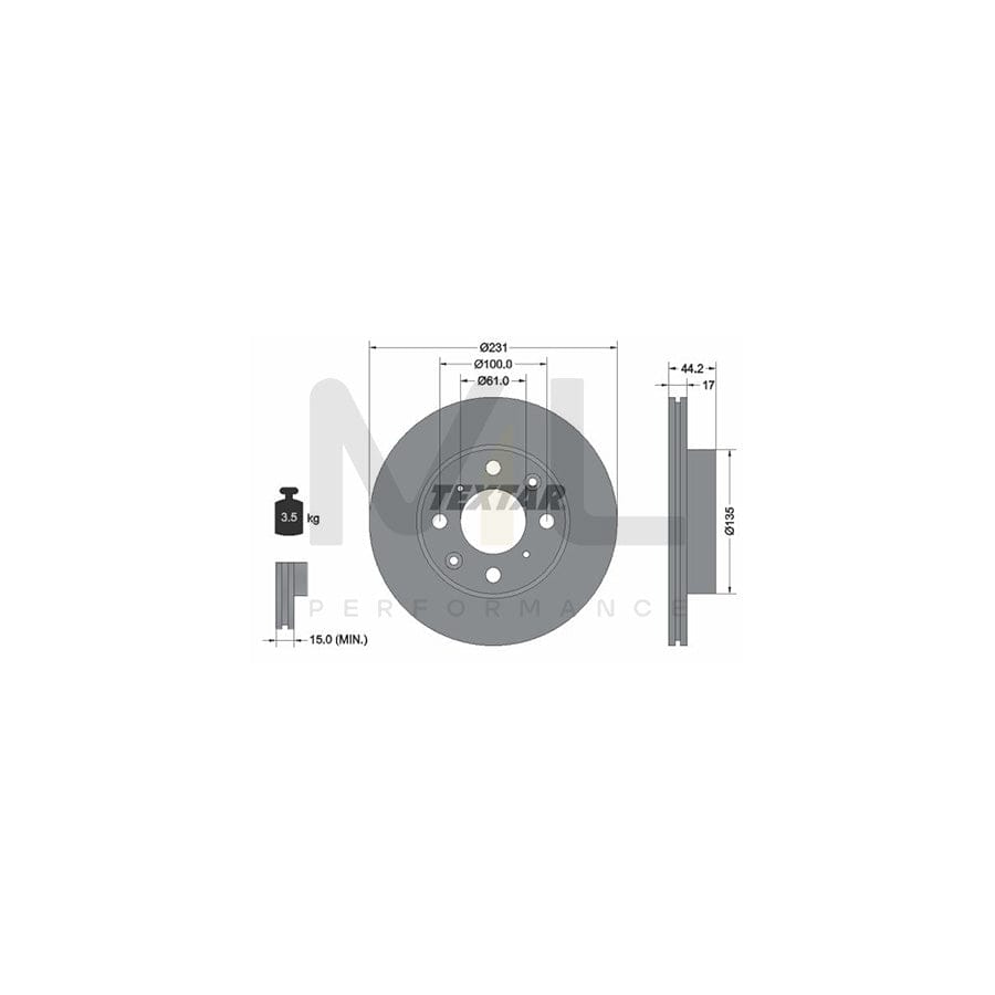 TEXTAR 92046500 Brake Disc Internally Vented, without wheel hub, without wheel studs | ML Performance Car Parts