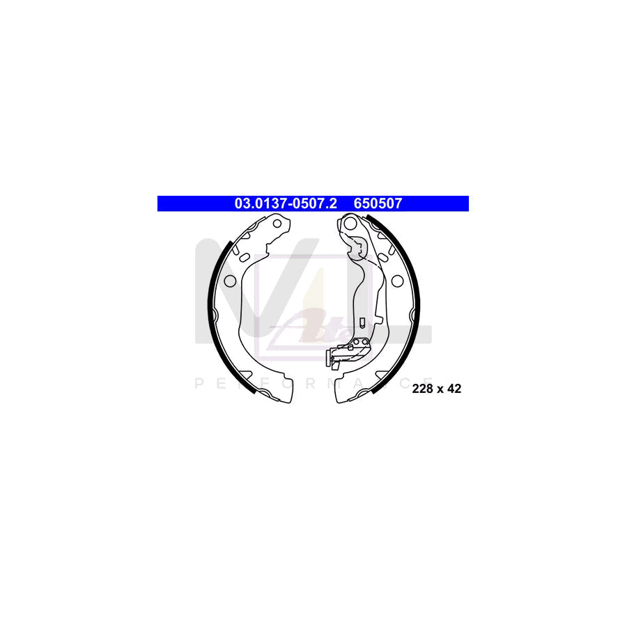 ATE 03.0137-0507.2 Brake Shoe Set with lever