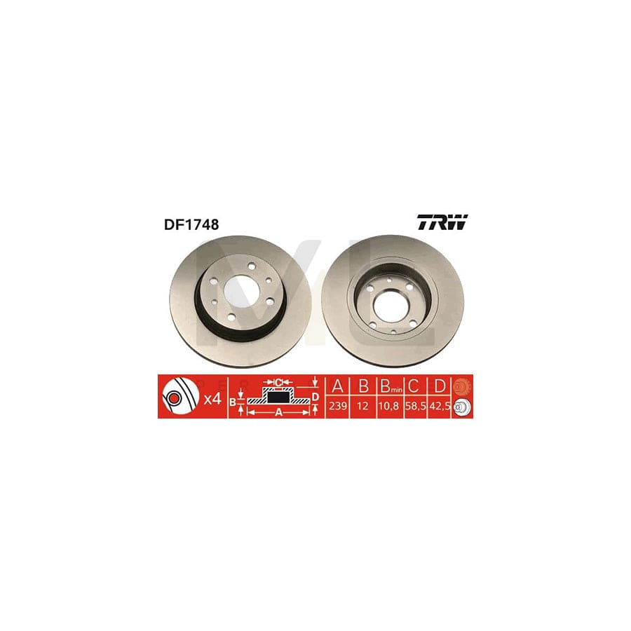 TRW DF1748 Brake Disc Solid, Painted | ML Performance Car Parts