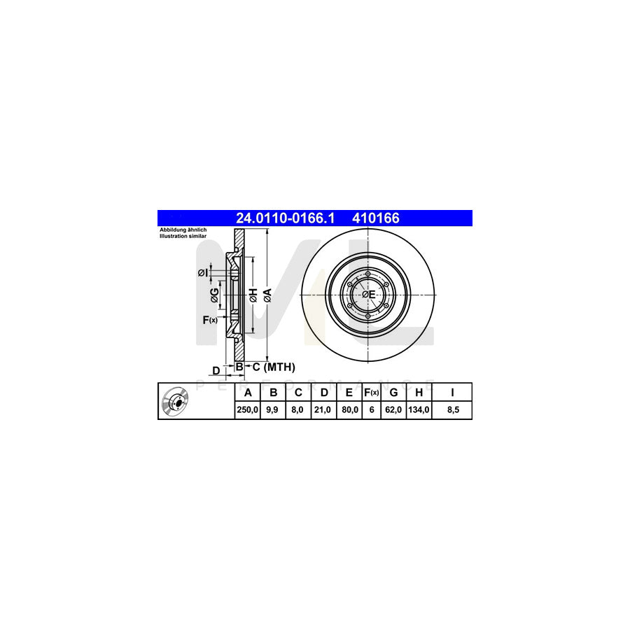ATE 24.0110-0166.1 Brake Disc Solid  - 1 piece