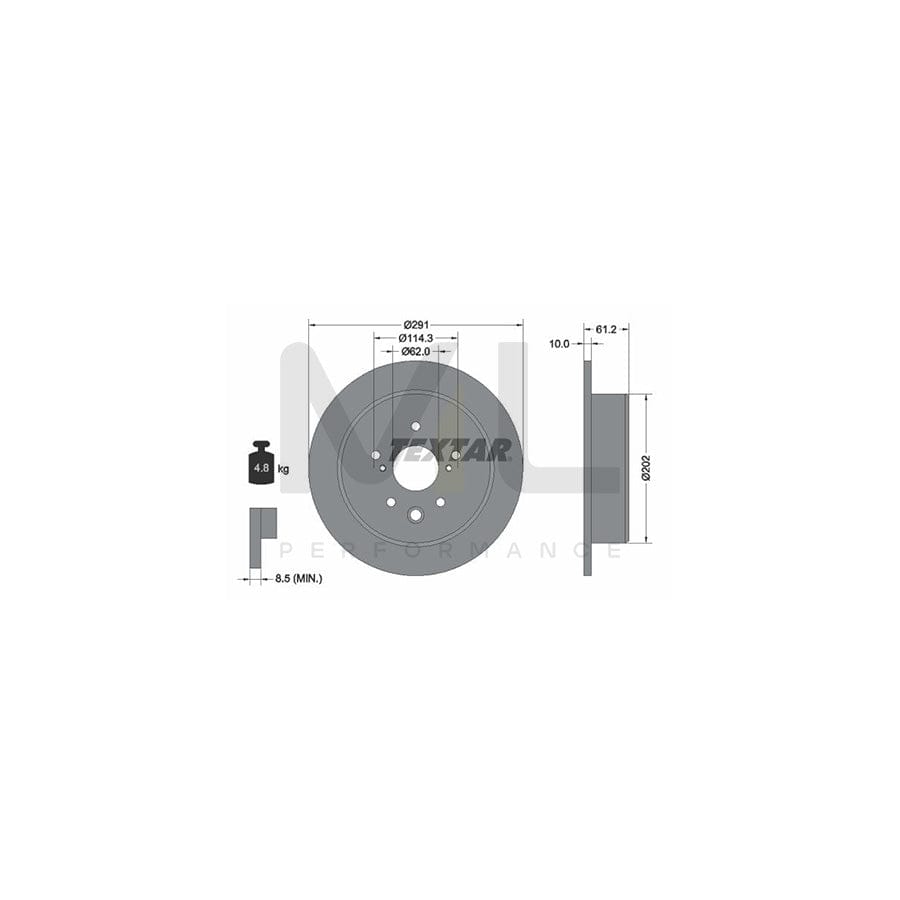 TEXTAR PRO 92179803 Brake Disc Solid, Coated, without wheel hub, without wheel studs | ML Performance Car Parts