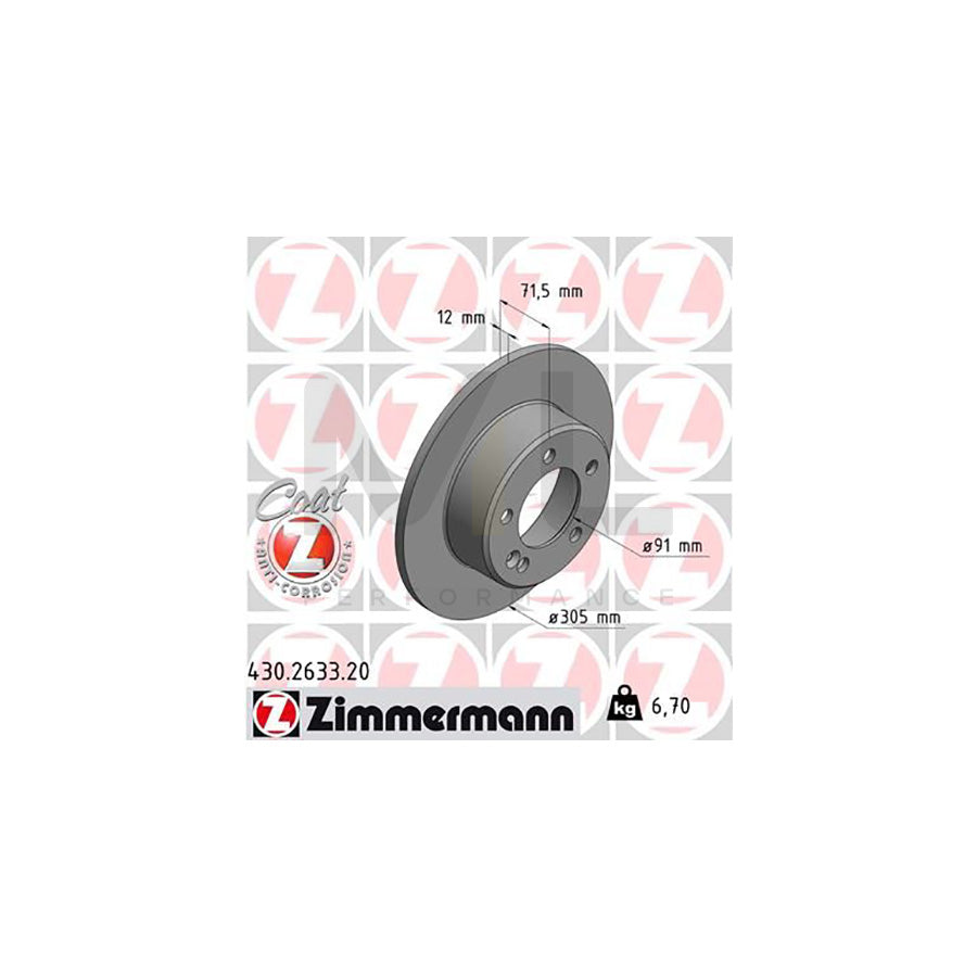 ZIMMERMANN COAT Z 430.2633.20 Brake Disc Solid, Coated  - 1 piece