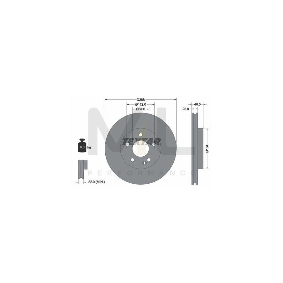 TEXTAR PRO+ 92287705 Brake Disc Internally Vented, Coated, High-carbon, without wheel hub, without wheel studs | ML Performance Car Parts