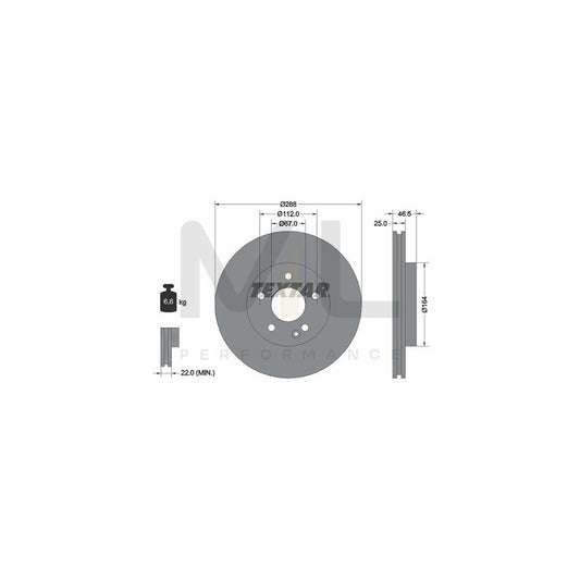 TEXTAR PRO+ 92287705 Brake Disc Internally Vented, Coated, High-carbon, without wheel hub, without wheel studs | ML Performance Car Parts