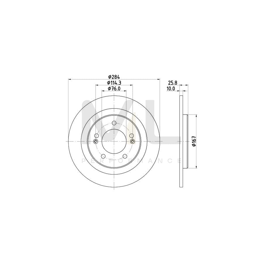 HELLA PRO 8DD 355 118-361 Brake Disc Solid, Coated, without wheel hub, without wheel studs