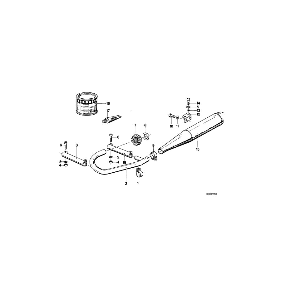 Genuine BMW 18111337218 Exhaust Pipe, Right (Inc. R45/N, R65 & R45T/N) | ML Performance US Car Parts