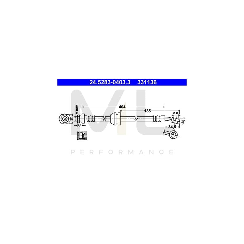 ATE 24.5283-0403.3 Brake Hose 404mm, M10x1