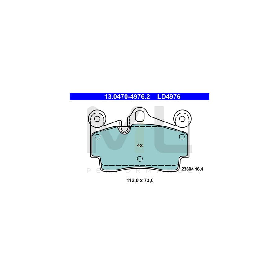 ATE Ceramic 13.0470-4976.2 Brake pad set excl. wear warning contact, prepared for wear indicator