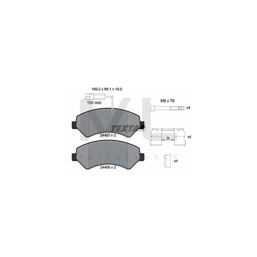 TEXTAR 2446701 Brake pad set with integrated wear warning contact, with brake caliper screws, with accessories | ML Performance Car Parts