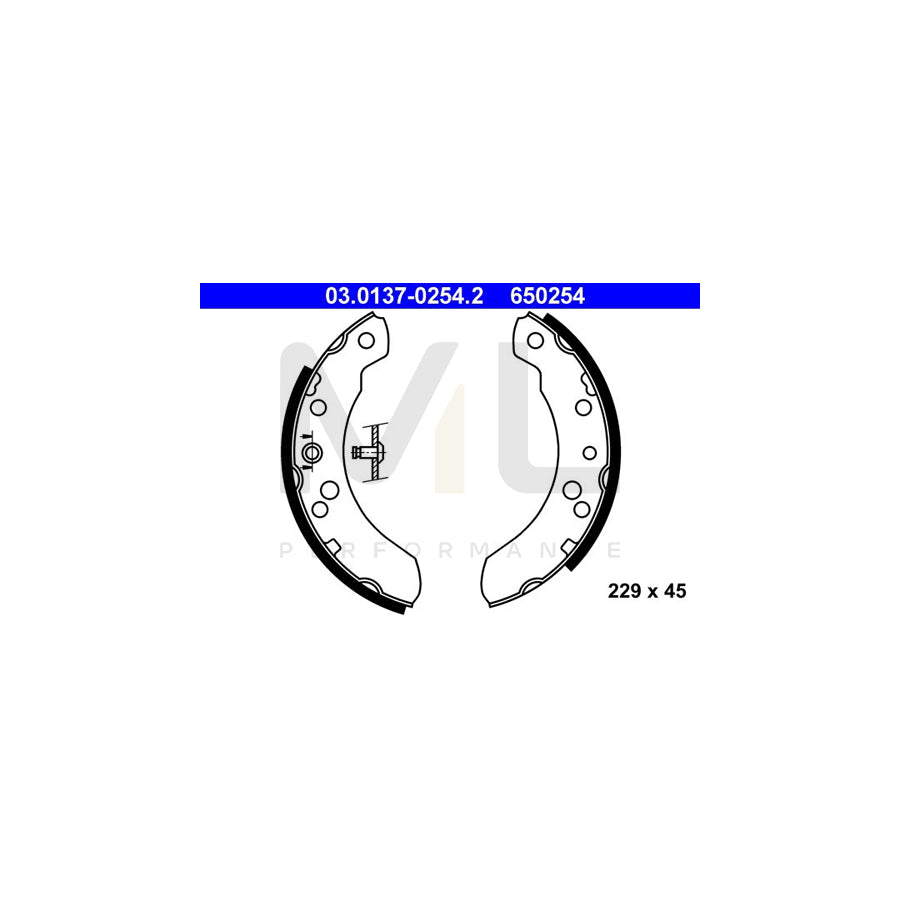 ATE 03.0137-0254.2 Brake Shoe Set for FORD TRANSIT