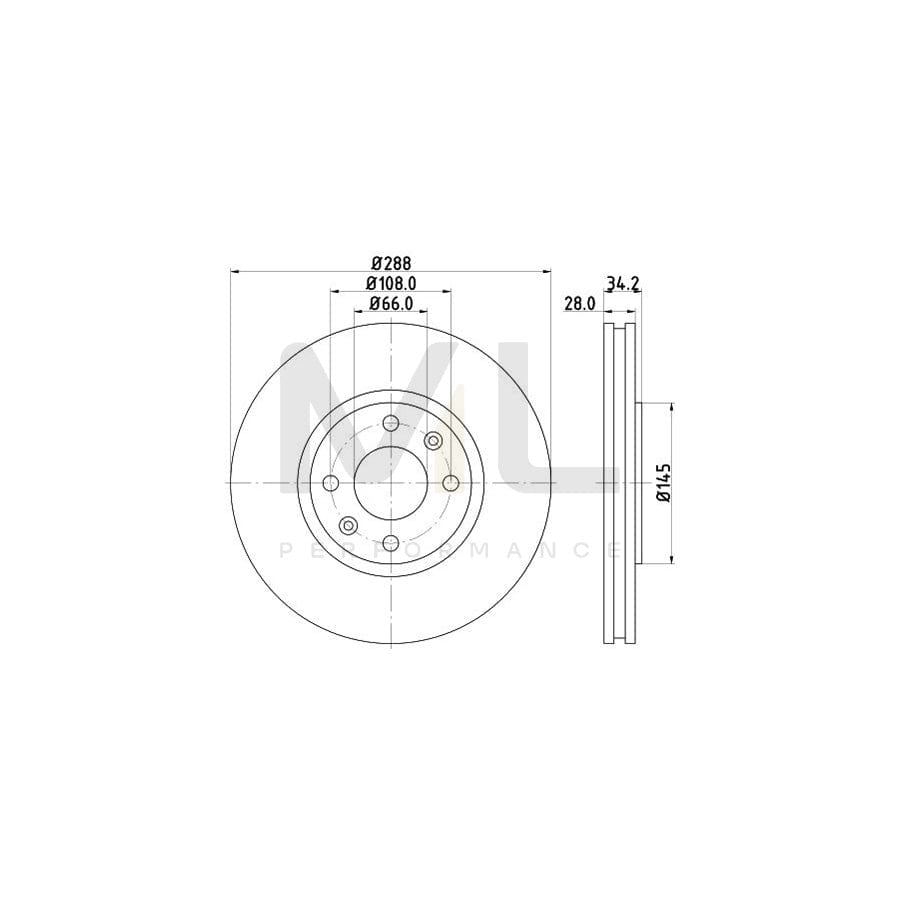 HELLA 8DD 355 107-841 Brake Disc Externally Vented, without wheel hub, without wheel studs