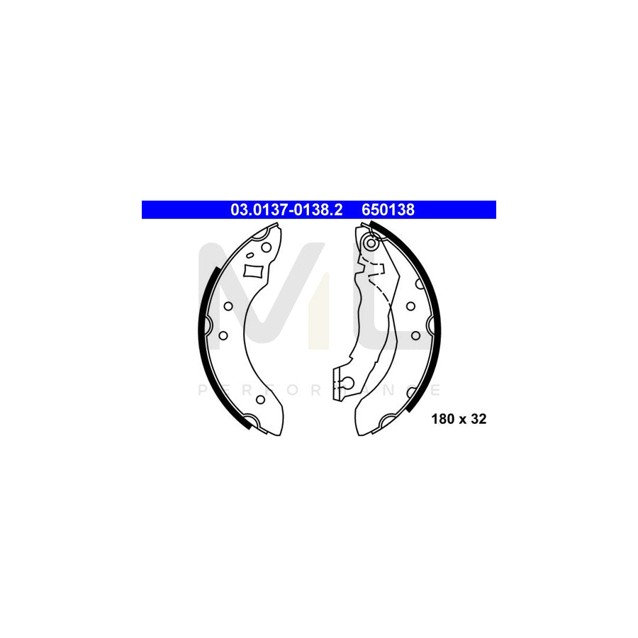 ATE 03.0137-0138.2 Brake Shoe Set with lever