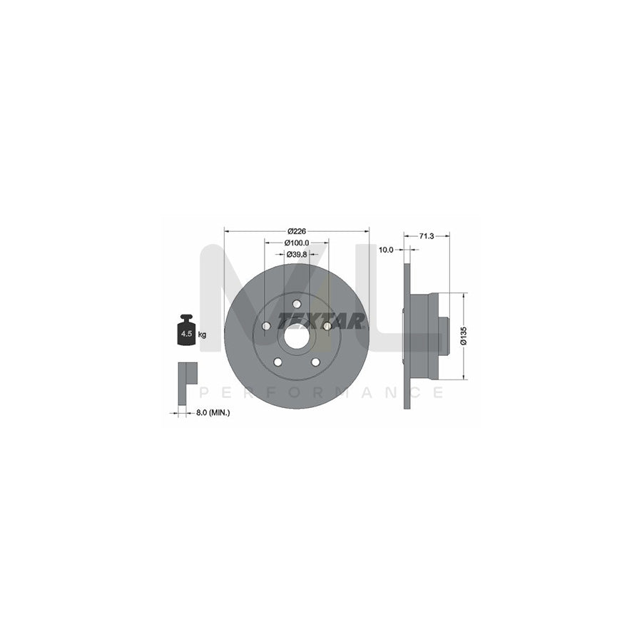 TEXTAR 92153800 Brake Disc Solid, with ABS sensor ring, without wheel studs | ML Performance Car Parts