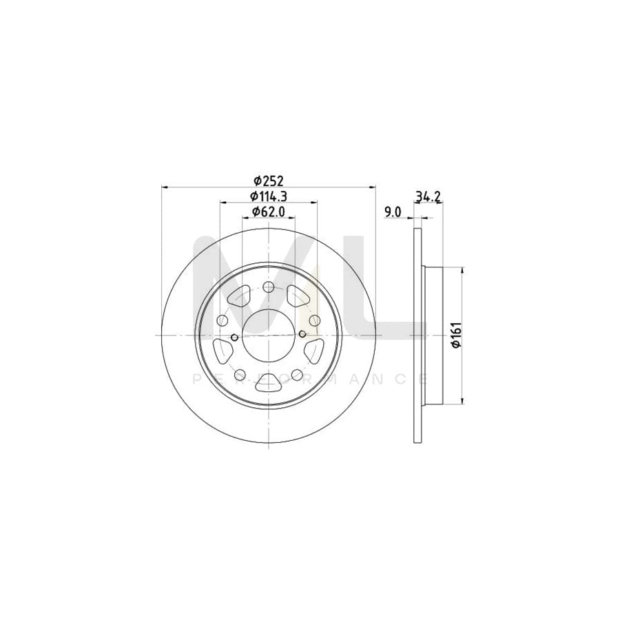 HELLA 8DD 355 132-191 Brake Disc for SUZUKI Swift V (AZ) Solid, Coated, without wheel hub, without wheel studs