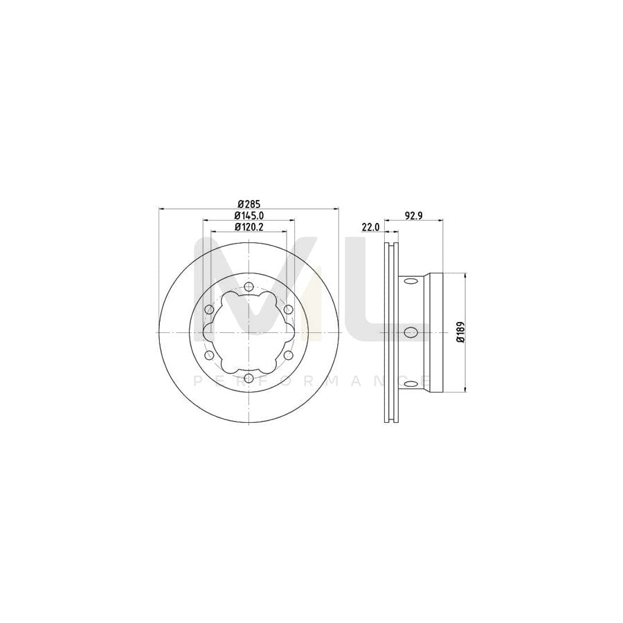 HELLA PRO 8DD 355 105-811 Brake Disc Internally Vented, Coated, without wheel hub, without wheel studs