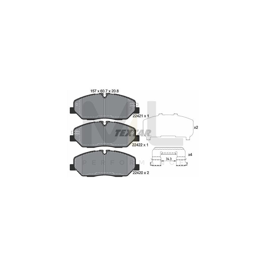TEXTAR 2242101 Brake pad set for HYUNDAI H350 with acoustic wear warning, with accessories | ML Performance Car Parts