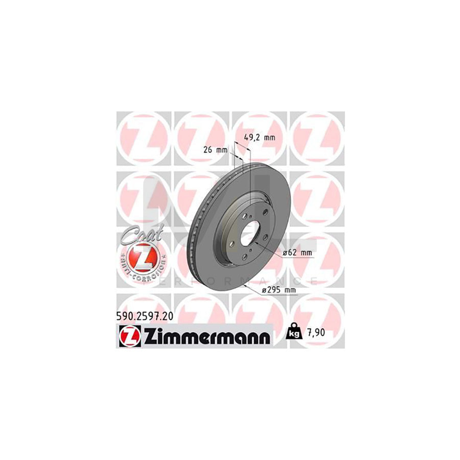 ZIMMERMANN COAT Z 590.2597.20 Brake Disc Externally Vented, Coated  - 1 piece