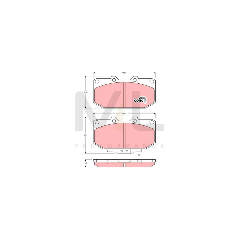 TRW Cotec Gdb1006 Brake Pad Set For Nissan 300Zx Coupe (Z32) With Acoustic Wear Warning | ML Performance Car Parts