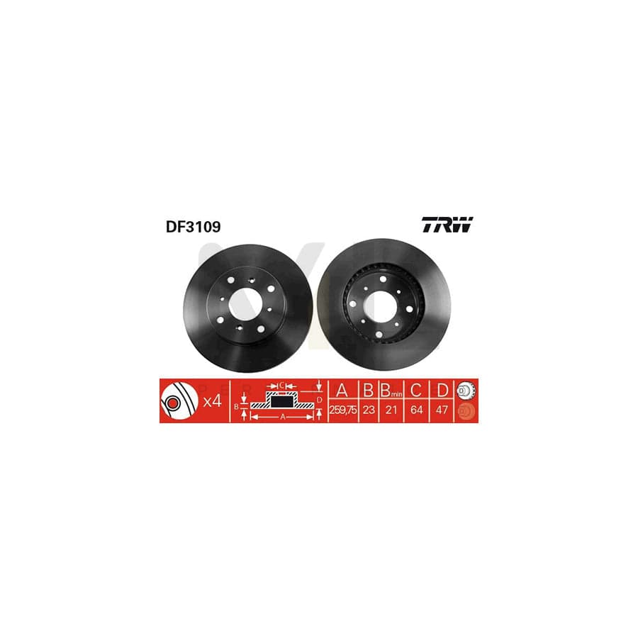 TRW DF3109 Brake Disc Vented, Painted | ML Performance Car Parts